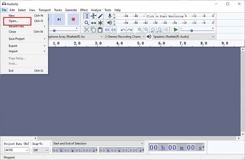 Audacity Ajouter un fichier audio