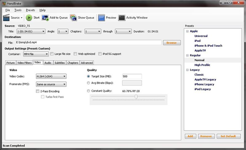 Importer une vidéo MKV sur Handbrake