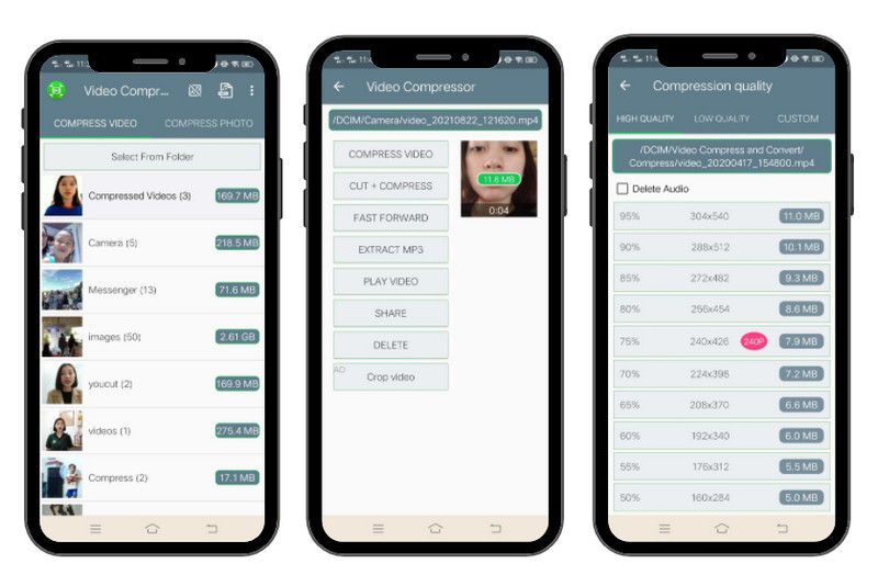 Compresser la video avec l'application